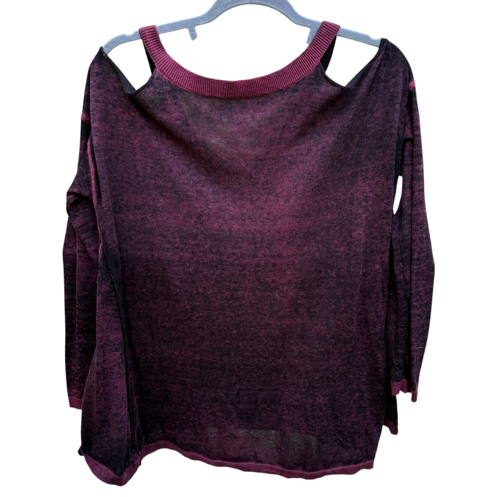 Rock & Republic Womens L Sweater Burgundy Open Shoulder Cotton Whimsigoth Vamp‎ - Picture 4 of 9